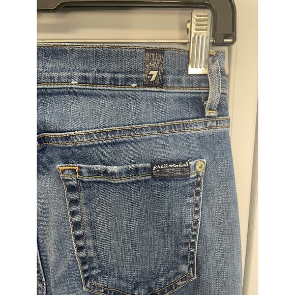 7 For All Mankind Roxanne Ankle light med wash raw uneven hem  women's 26 - Picture 6 of 6